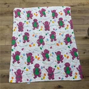 1992 Barney & Friends Vintage Toddler Comforter